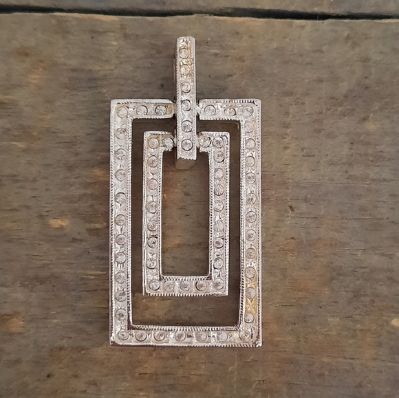 Vintage Napier Silver Silvertone and Crystal Pendant - Picture 2 of 6